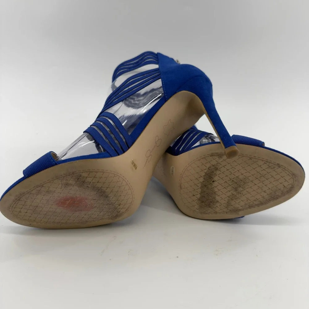 Jessica Simpson Jivero Royal Blue Elastic Strap Stiletto Sandals 9.5M